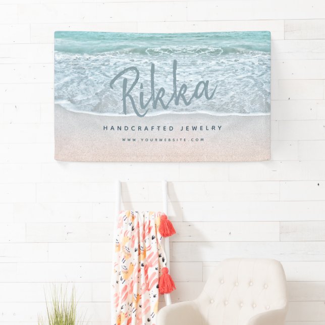 Tropical Ocean & Sandy Beach Jewellery Business Banner (Insitu)