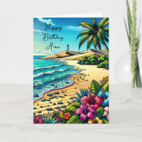 Tropical Ocean Scene Happy Birthday Personalised