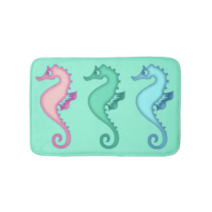 Tropical Ocean Seahorse Trio Bath Mat