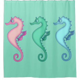 Tropical Ocean Seahorse Trio Shower Curtain