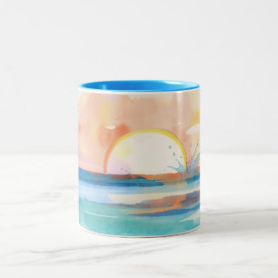 Tropical Ocean Splash Sunset Art Mug