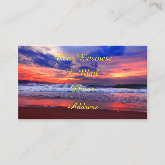 Tropical Ocean Sunset Business Card (Front)