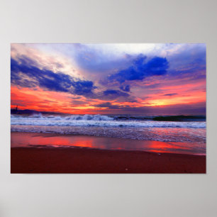 Tropical Ocean Sunset Poster