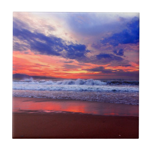 Tropical Ocean Sunset Tile (Front)
