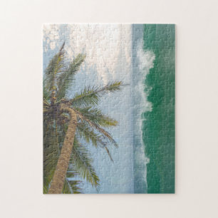 Tropical Ocean Wave and Coconut Palm Tree Jigsaw Puzzle