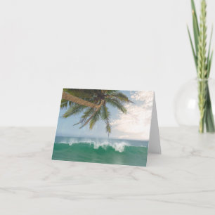 Tropical Ocean Wave and Coconut Palm Tree Thank You Card