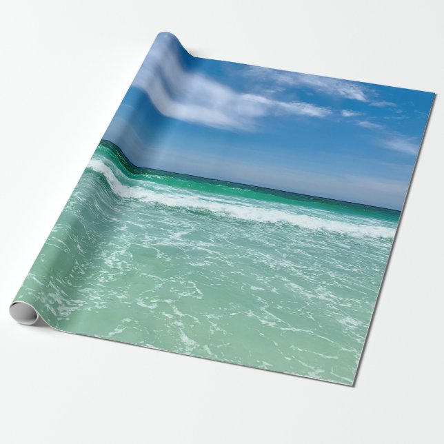 Tropical Ocean Waves Beautiful Beach Wrapping Paper (Unrolled)