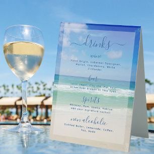 Tropical Ocean Waves Photo Beach Bar Drinks Menu
