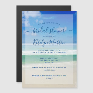 Tropical Ocean Waves Photo Beach Bridal Shower Magnetic Invitation