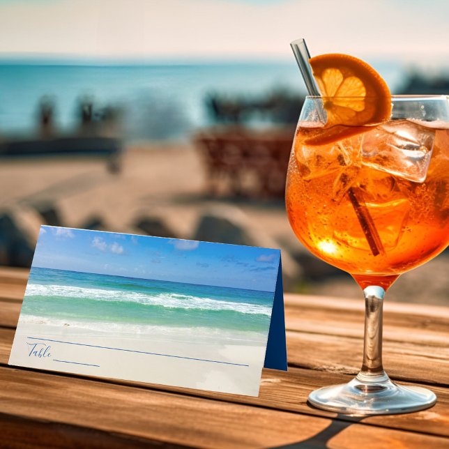 Tropical Ocean Waves Photo Beach Summer Wedding Place Card (Creator Uploaded)