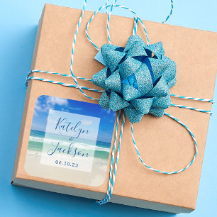 Tropical Ocean Waves Photography Beach Wedding Square Sticker