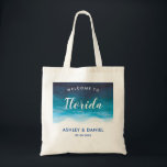 Tropical Ocean Waves Wedding Welcome Bag, Blue Tote Bag<br><div class="desc">Your wedding guests will love finding these welcome bags,  filled with local treats,  when they check into their hotel. They are perfect for a beach or tropical wedding.</div>