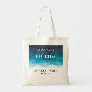 Tropical Ocean Waves Wedding Welcome Bag, Blue Tote Bag