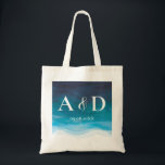 Tropical Ocean Waves Wedding Welcome Bag, Initials Tote Bag<br><div class="desc">Your wedding guests will love finding these welcome bags,  filled with local treats,  when they check into their hotel. They are perfect for a beach or tropical wedding.</div>