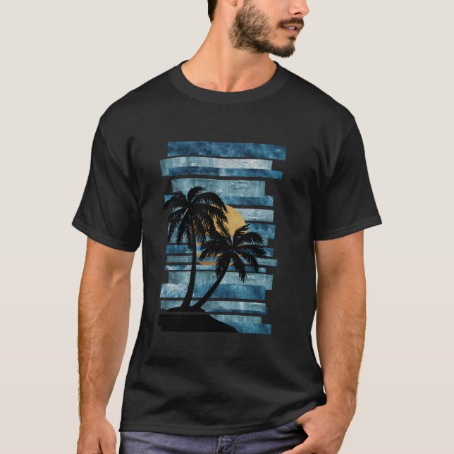 Tropical Oceanic Sunset Strips T-Shirt (Front)