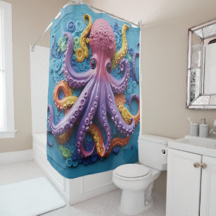 Tropical OCTOPUS Seaside Ocean Beach Shower Curtain