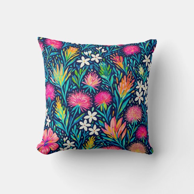tropical ohia lehua and plumeria cushion (Front)