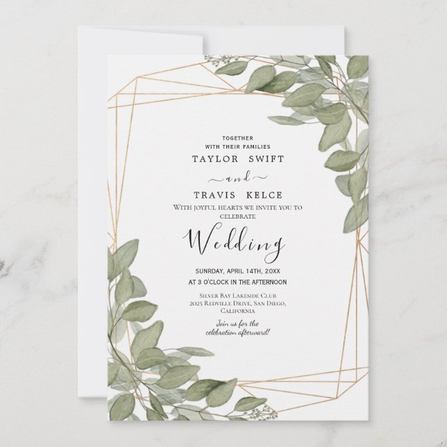 Tropical Olive Beach Wedding Invitation (Front)