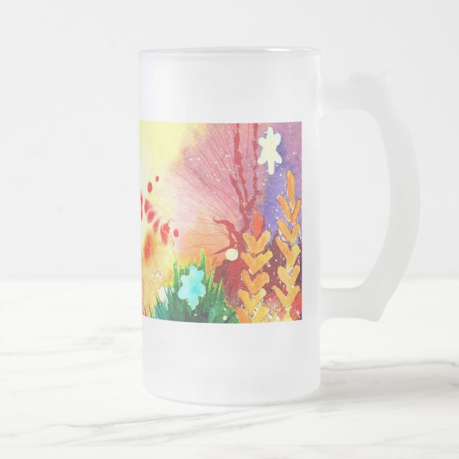 Tropical One. Frosted Glass Beer Mug (Right)