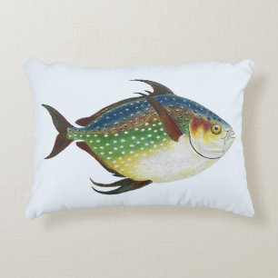 Tropical Opah Fish, Vintage Marine Aquatic Animal Decorative Cushion