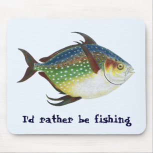 Tropical Opah Fish, Vintage Marine Aquatic Animal Mouse Mat