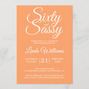 Tropical Orange 60 and Sassy 60th Birthday Party Invitation