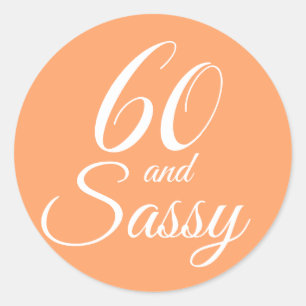 Tropical Orange 60 Sassy 60th Birthday Classic Round Sticker