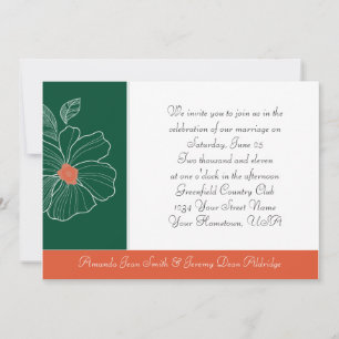 Tropical Orange and Green Wedding Invitation