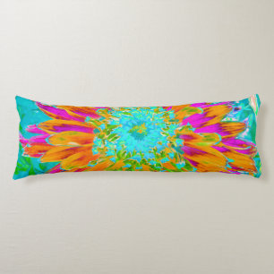 Tropical Orange and Hot Pink Decorative Dahlia Body Cushion
