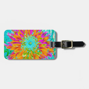 Tropical Orange and Hot Pink Decorative Dahlia Luggage Tag