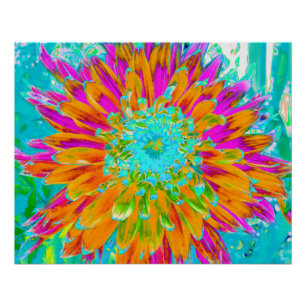 Tropical Orange and Hot Pink Decorative Dahlia Poster
