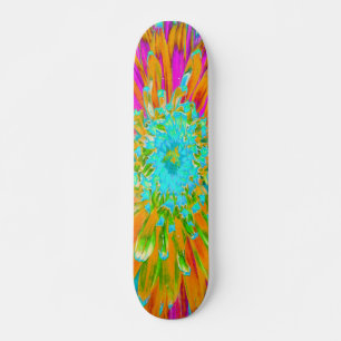 Tropical Orange and Hot Pink Decorative Dahlia Skateboard