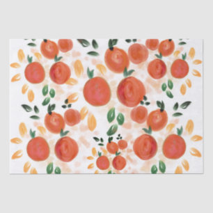 Tropical Orange and Leaves Pattern Tissue Paper