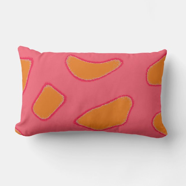 Tropical orange and red pink fantasy pattern lumbar cushion (Front)