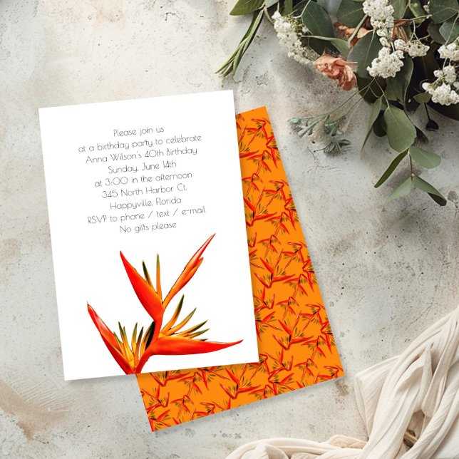 Tropical Orange Bird-of-Paradise Invitation (Creator Uploaded)