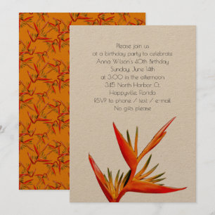 Tropical Orange Bird-of-Paradise Invitation