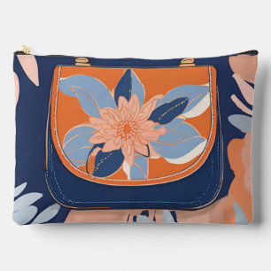 Tropical Orange Blue AI art  Accessory Pouch
