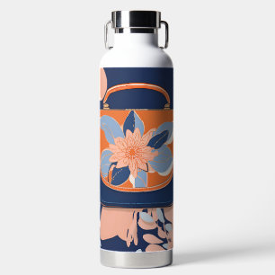 Tropical Orange Blue AI art  Water Bottle