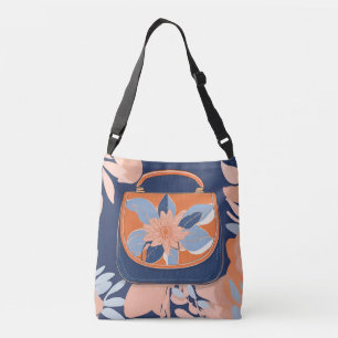 Tropical Orange Blue Purse AI art Crossbody Bag