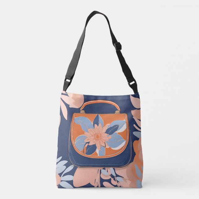 Tropical Orange Blue Purse AI art  Crossbody Bag (Back)