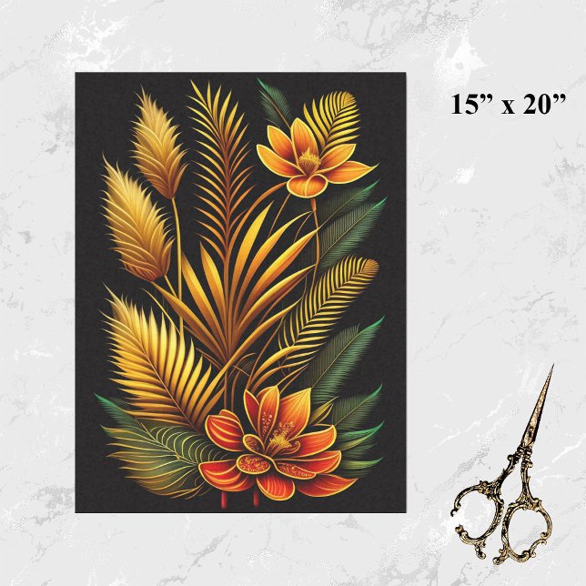 Tropical Orange Floral Artwork Tissue Paper (Creator Uploaded)
