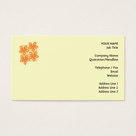 Tropical orange flowers on cream. Pretty. Business Card
