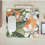 Tropical Orange & Flowers Watercolor Pattern Mouse Mat<br><div class="desc">Tropical Orange & Flowers Watercolor Pattern</div>