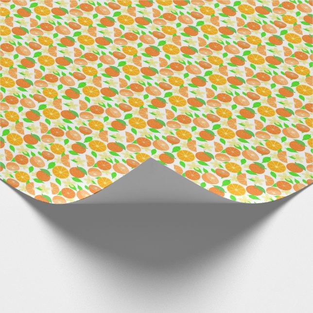 Tropical orange fruit pattern personalise wrapping paper (Corner)