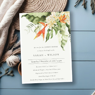 Tropical Orange Green Botanical Couples Shower Invitation