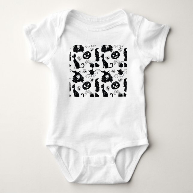 Tropical Orange Grey: Vintage Pattern Baby Bodysuit (Front)