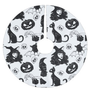 Tropical Orange Grey: Vintage Pattern Brushed Polyester Tree Skirt
