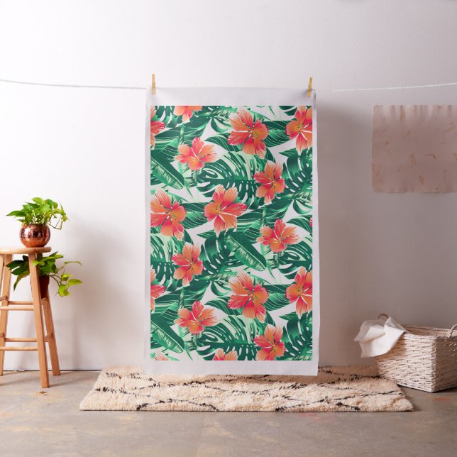 Tropical orange hibiscus fabric (In Situ)