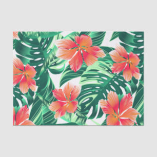 Tropical orange hibiscus tissue paper