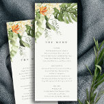 Tropical Orange Leafy Botanical Wedding Menu Card<br><div class="desc">Tropical Orange Green Leafy Botanical Theme Collection.- it's an elegant script watercolor Illustration of tropical greenery bunch with bird of paradise floral, perfect for your tropical wedding & parties. It’s very easy to customise, with your personal details. If you need any other matching product or customisation, kindly message via Zazzle....</div>